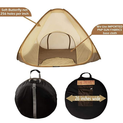 AL Sunnah Mosquito Net for Double Bed Queen Size (5.x 6.5 f t) Foldable (Golden) - AL Sunnah